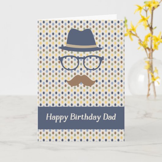 誕生日付きパパ用水玉模様 カード (黄色い花)