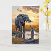 誕生日付きモマゾウ用ベビー カード (黄色い花)