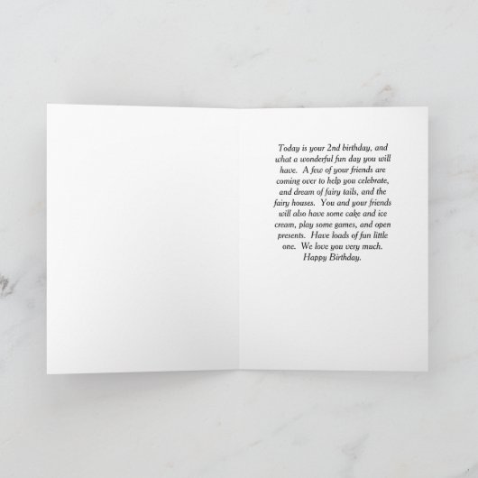 誕生日付き子供用の妖精の家 カード (内部)