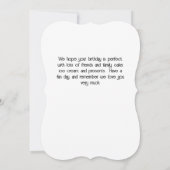 誕生日付き孫娘のキツネカード (裏面)