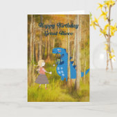 誕生日付き素晴らし姪の恐竜カード カード (黄色い花)