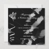 誕生日仮装パーティーブラックシルバーピンク 招待状 (裏面)