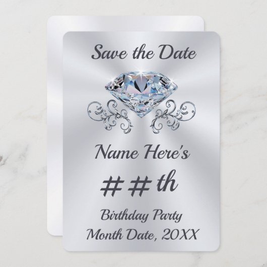 誕生日任意の年の日付招待状の保存 招待状 (正面/裏面)