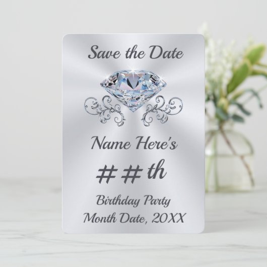 誕生日任意の年の日付招待状の保存 招待状 (スタンド正面)