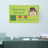 誕生日任意の年齢を追加する写真名グリーンパーティー 横断幕 (トレードショー)