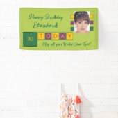 誕生日任意の年齢を追加する写真名グリーンパーティー 横断幕 (インサイチュ)