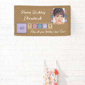 誕生日任意の年齢を追加する写真名ブラウンパーティーバナー 横断幕 (インサイチュ)