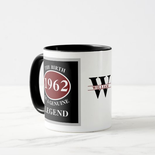 誕生日任意の生まれ年のモノグラムあなたの名前を追加 マグカップ (正面左)