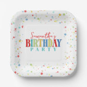誕生日会カラフル紙吹雪 ペーパープレート (正面)