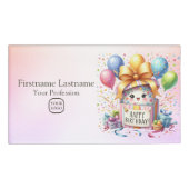 誕生日会カラフル風船ギフトピンクかわいい 名札 (正面)