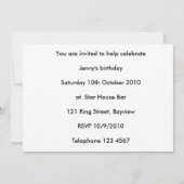 誕生日会パーソナライズされた 招待状 (裏面)