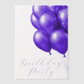 誕生日会パープルバルーン ベラム紙招待状 (正面)