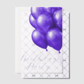 誕生日会パープルバルーン ベラム紙招待状 (オフセット (招待状))
