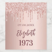 誕生日会生まれ年バラ金ゴールドグリッター ワインラベル (シングルラベル)