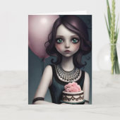 誕生日会、風船かわいらし付きの可愛い女の子 カード (正面)