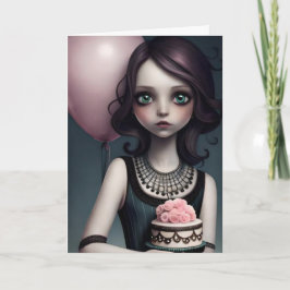 誕生日会、風船かわいらし付きの可愛い女の子 カード