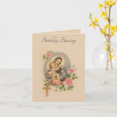 誕生日伝統的恵みヴァージンメアリーカード カード (黄色い花)