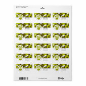 誕生日住所 シール – 緑のカップケーキと花 (フルシート)