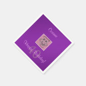 誕生日個人用の写真と文字紫 スタンダードカクテルナプキン (角)