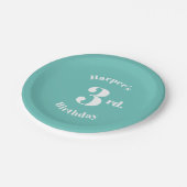 誕生日光ティール（緑がかった色）名前をカスタムする及び数 ペーパープレート (アングル)