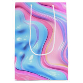 誕生日光沢プラスチック気泡抽象芸術 ミディアムペーパーバッグ (裏面)