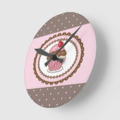 誕生日入りカップケーキ ラウンド壁時計 (傾斜)