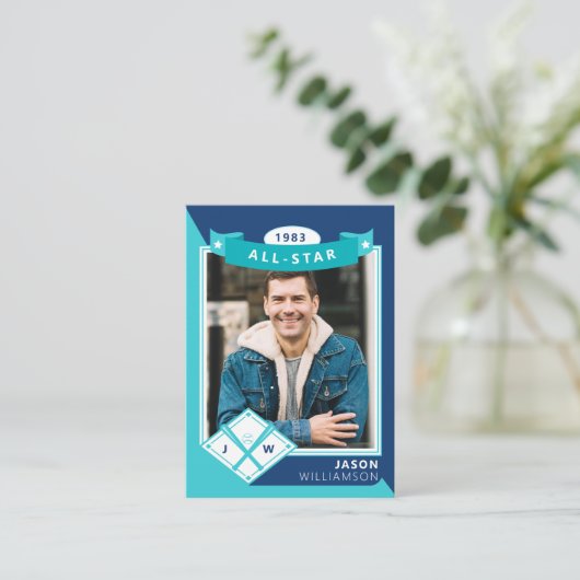 誕生日写真と統計すべてのスター野球カード エンクロージャーカード (スタンド正面)