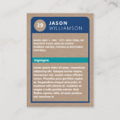 誕生日写真と統計すべてのスター野球カード エンクロージャーカード (裏面)