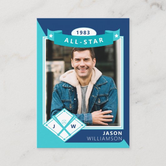 誕生日写真と統計すべてのスター野球カード エンクロージャーカード (正面)