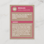 誕生日写真と統計オールスターのママ野球カード エンクロージャーカード (裏面)