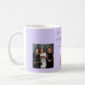誕生日写真の友人の名前バイオレットラベンダー コーヒーマグカップ (左)