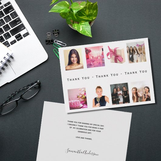 誕生日写真コラージュサンキューカード