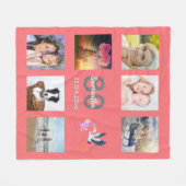 誕生日写真コラージュサンゴ フリースブランケット (正面(横))