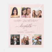 誕生日写真コラージュバラ金ゴールドピンク最高のの友達 フリースブランケット (正面)