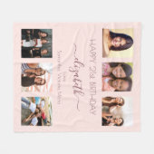 誕生日写真コラージュバラ金ゴールドピンク最高のの友達 フリースブランケット (正面(横))