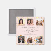 誕生日写真コラージュバラ金ゴールド最高の友達 マグネット (正面/裏面)