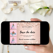 誕生日写真コラージュバラ金ゴールド紙吹雪 セーブザデート