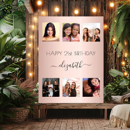 誕生日写真コラージュバラ金ゴールドBFF ポスター