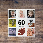 誕生日写真コラージュ男の男の白 ジグソーパズル<br><div class="desc">男の50歳(または任意の年齢)の誕生日のための贈り物,あなたの写真祝の8のコラージュで彼の人生。テンプレート50歳と日付。誕生日又は記念日黒い文字。白の背景。</div>