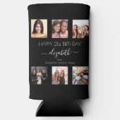 誕生日写真コラージュ白黒最高の友だち スリム缶クーラー (正面)