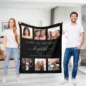 誕生日写真コラージュ白黒最高の友だち フリースブランケット