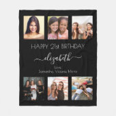 誕生日写真コラージュ白黒最高の友だち フリースブランケット (正面)