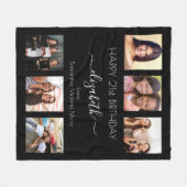 誕生日写真コラージュ白黒最高の友だち フリースブランケット (正面(横))