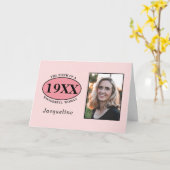 誕生日写真テンプレートかわいらしピンクガーリーエレガントク カード (黄色い花)