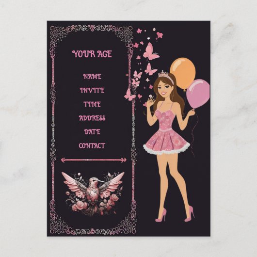 誕生日写真テンプレートを完全にパーソナライズできる ポストカード (正面)