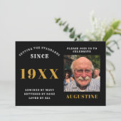 誕生日写真テンプレートシエレガントックブラック金ゴールド 招待状 (スタンド正面)