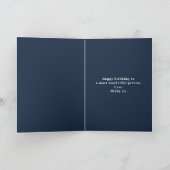 誕生日写真テンプレートシエレガントックブルー金ゴールド カード (内部)