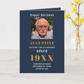 誕生日写真テンプレートシエレガントックブルー金ゴールド カード (黄色い花)