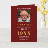 誕生日写真テンプレートシエレガントックレッド金ゴールド カード (黄色い花)