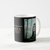 誕生日写真テンプレートシエレガントック金ゴールドブラック コーヒーマグカップ (正面右)